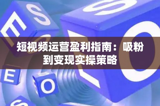 短视频运营盈利指南：吸粉到变现实操策略