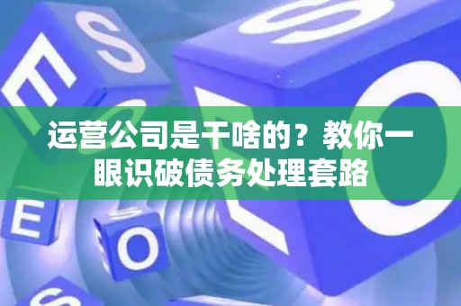 运营公司是干啥的？教你一眼识破债务处理套路